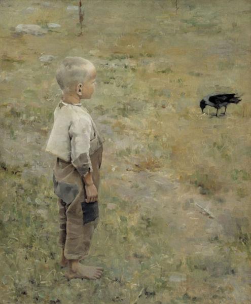 Akseli Gallen-Kallela Boy with a Crow Norge oil painting art